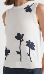 Salina Tank Ivory/Denim Flower