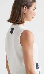 Salina Tank Ivory/Denim Flower