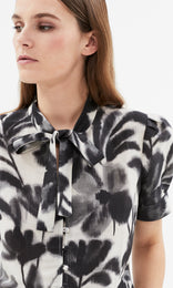 Fleur Noir Bow Front Shirt Blk/Ivory