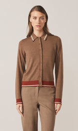 Exeter Collared Cardigan Tan
