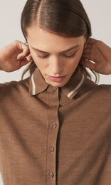 Exeter Collared Cardigan Tan