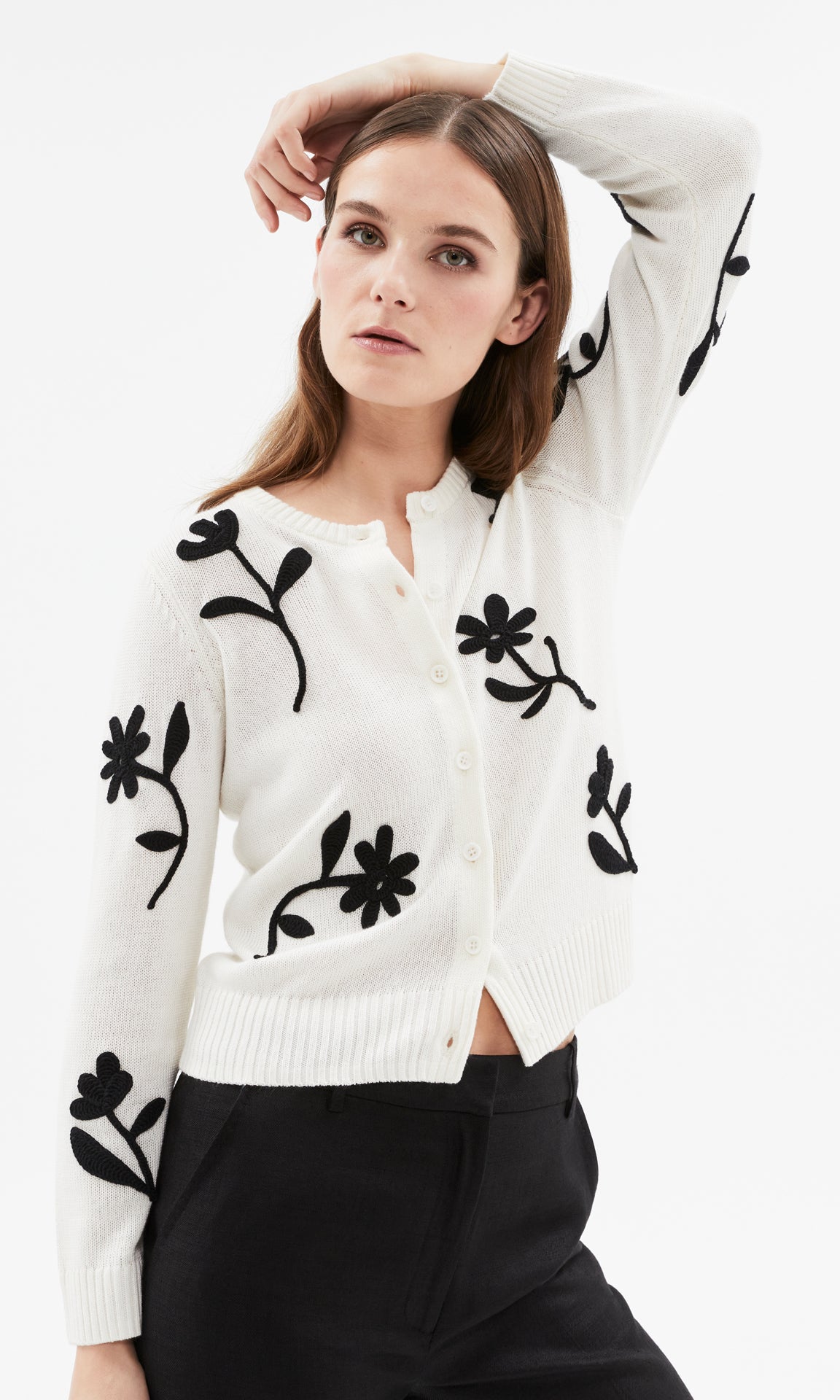 Bosco Cardigan Ivory/Blk
