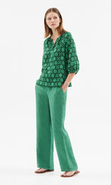 Panarea Peasant Blouse  Green