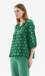 Panarea Peasant Blouse  Green