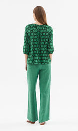 Panarea Peasant Blouse  Green