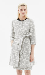 Marmi Collarless Coat Ivory/Blk