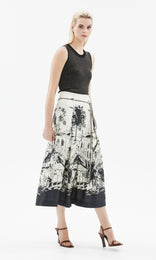 Cite Skirt with Tie Belt Black/Ecru