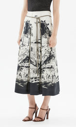 Cite Skirt with Tie Belt Black/Ecru
