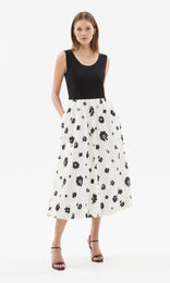 Piana Balloon Dress Ivory/Blk