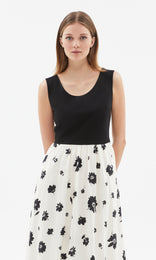 Piana Balloon Dress Ivory/Blk