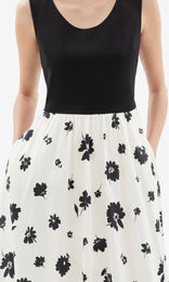 Piana Balloon Dress Ivory/Blk