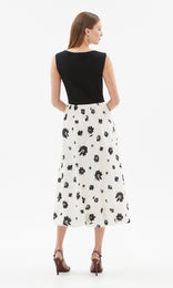 Piana Balloon Dress Ivory/Blk