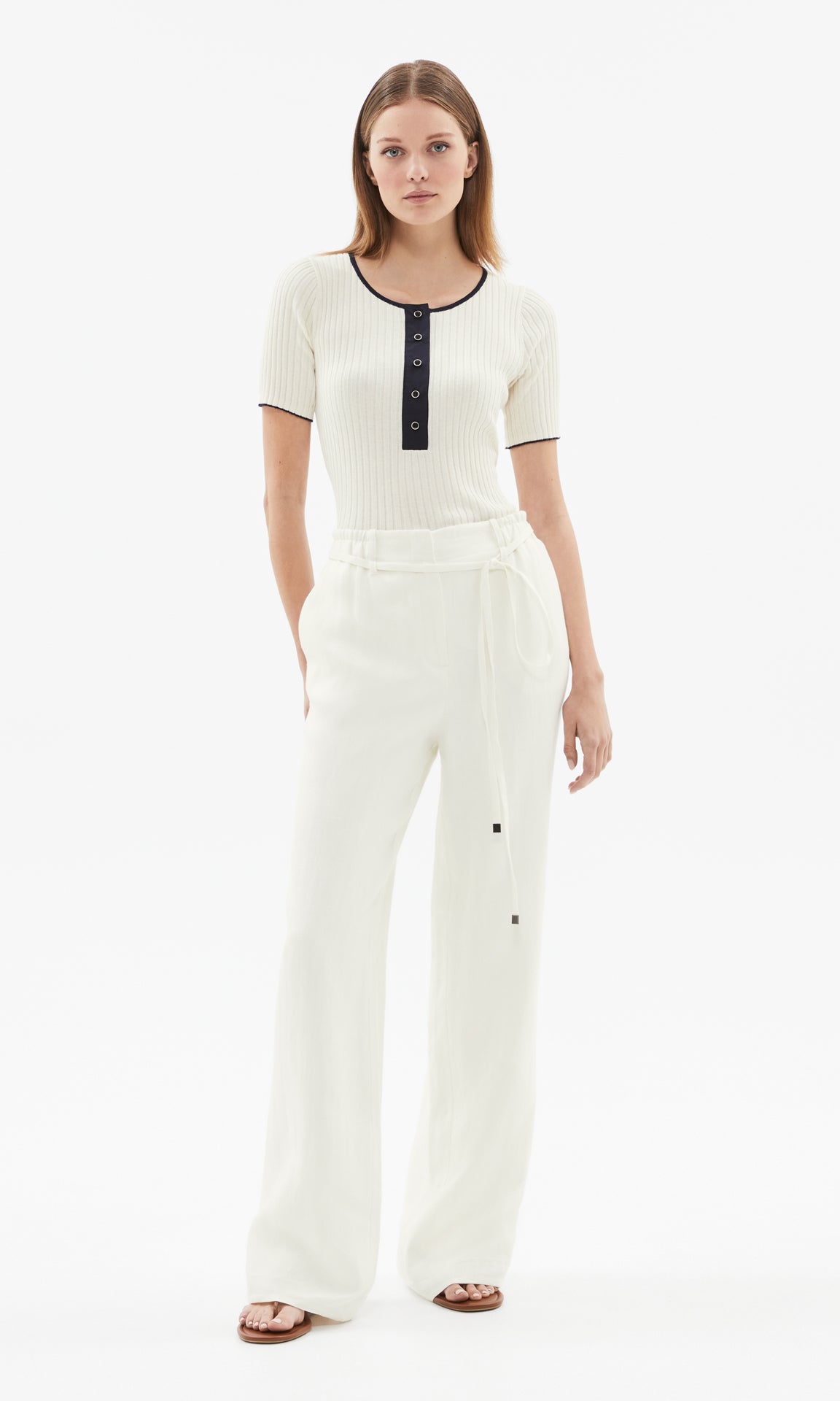 Carnaby Pant withTie belt Ivory