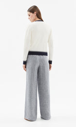 Piemonte Tipped Cardigan Ivory/Navy