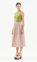 Sistina Gathered Midi Skirt Pistachio/Blush