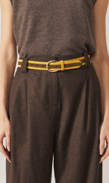 Two tone Suede Belt 30mm Soleil + Chocolate