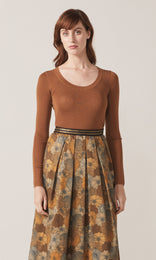 Adelphi Lurex LS Crew Camel