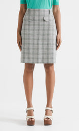 Glenda Plaid Skirt Sky