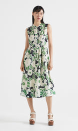 Meriah Button Front Dress Green