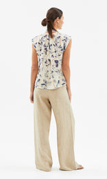 Lucca Tie Front Top Creme/Stone