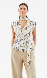 Lucca Tie Front Top Creme/Stone