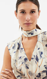 Lucca Tie Front Top Creme/Stone