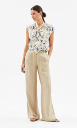 Lucca Tie Front Top Creme/Stone