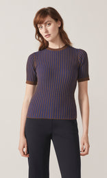 Exeter SS Ribbed Merino Crew Cobalt