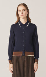 Exeter Collared Cardigan Navy