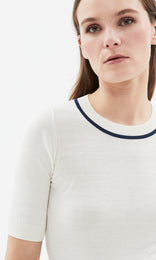 Rapallo S/Sleeve Crew Ivory /Navy