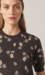 Fisher Floral Jacquard Crew Chocolate