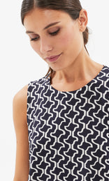 Luna S/less Top Navy/Ecru