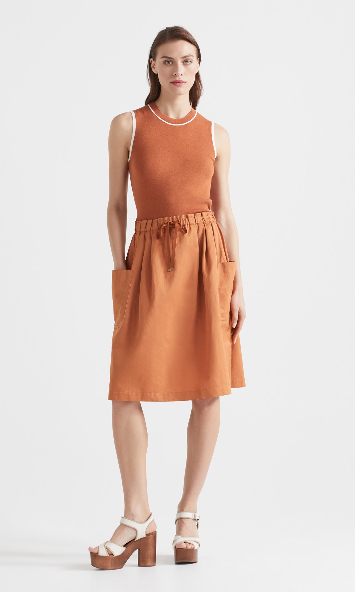 Vera Sleeveless Burnt Orange/Ivory