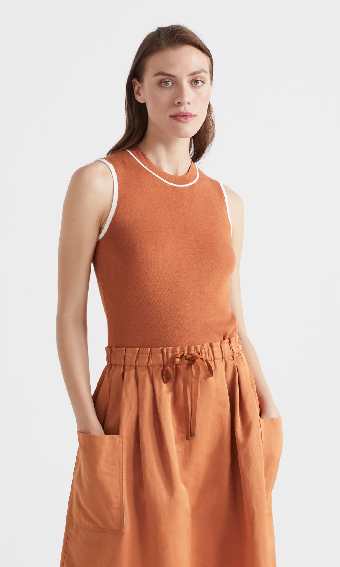 Vera Sleeveless Burnt Orange/Ivory
