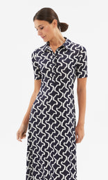 Marina Collared Dress Navy/Ecru