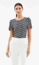 Luna T-shirt Navy/Ecru