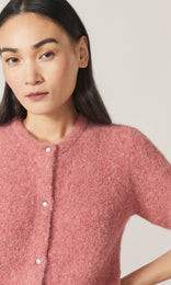 Orla Alpaca Crew Cardigan Dark Pink
