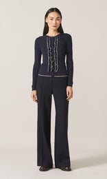 Exeter LS Ruffle Top Navy