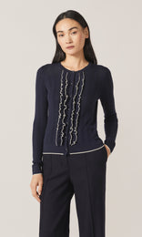 Exeter LS Ruffle Top Navy