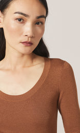 Adelphi Lurex LS Crew Camel