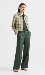 Retro Plaid button up Jacket Lime