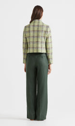 Retro Plaid button up Jacket Lime