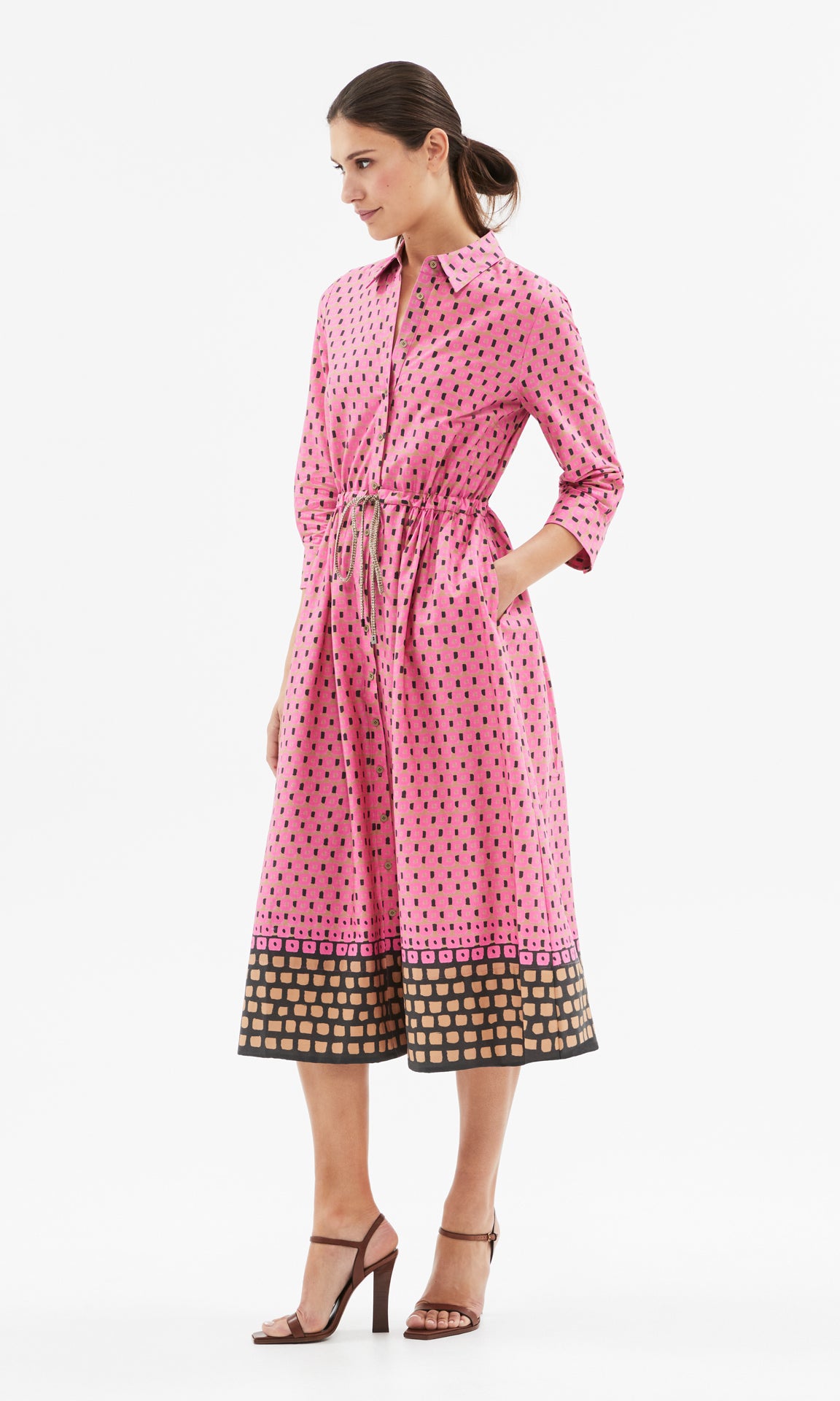 Portofino Midi Dress Pink/Black