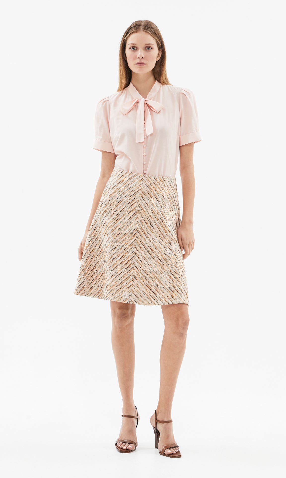 Wardour Bias Skirt Neutral/Rose