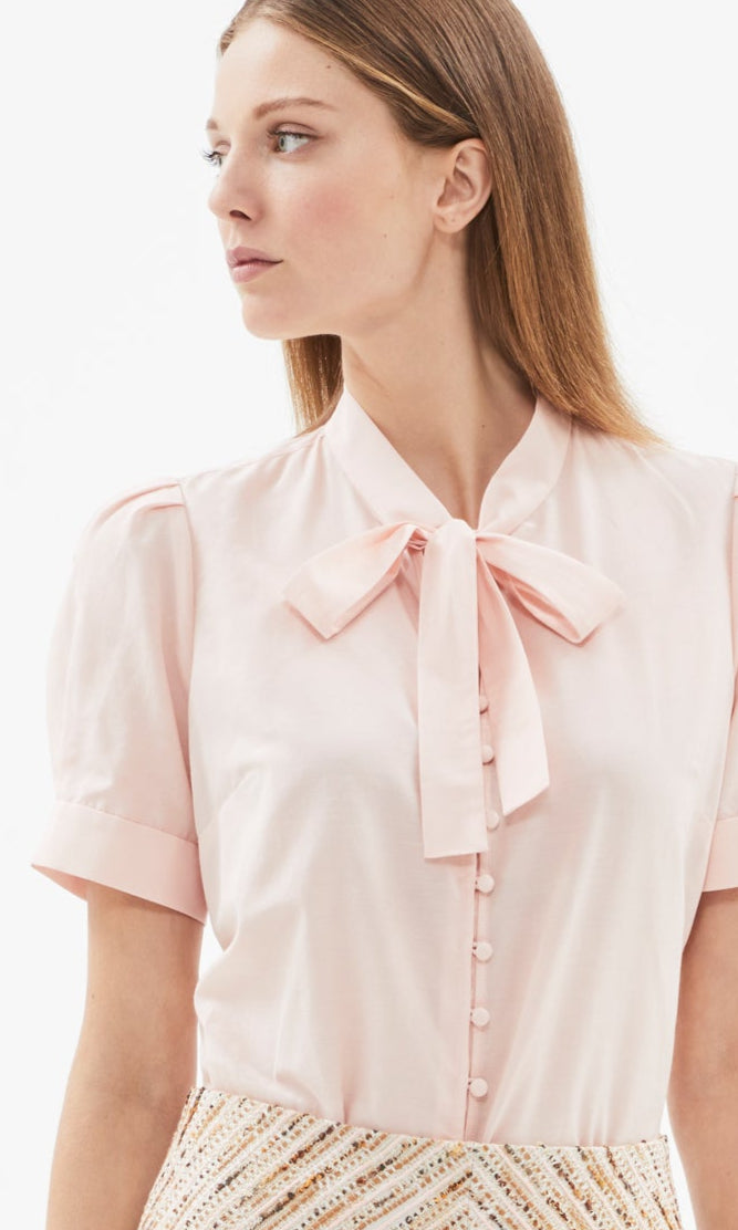 Anvers S/Sleeve Bow Shirt Soft Pink