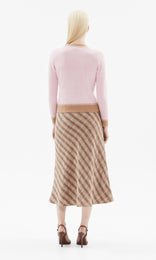 Piemonte Tipped Cardigan Soft Pink/Taupe