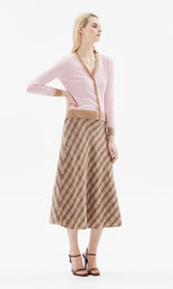 Piemonte Tipped Cardigan Soft Pink/Taupe