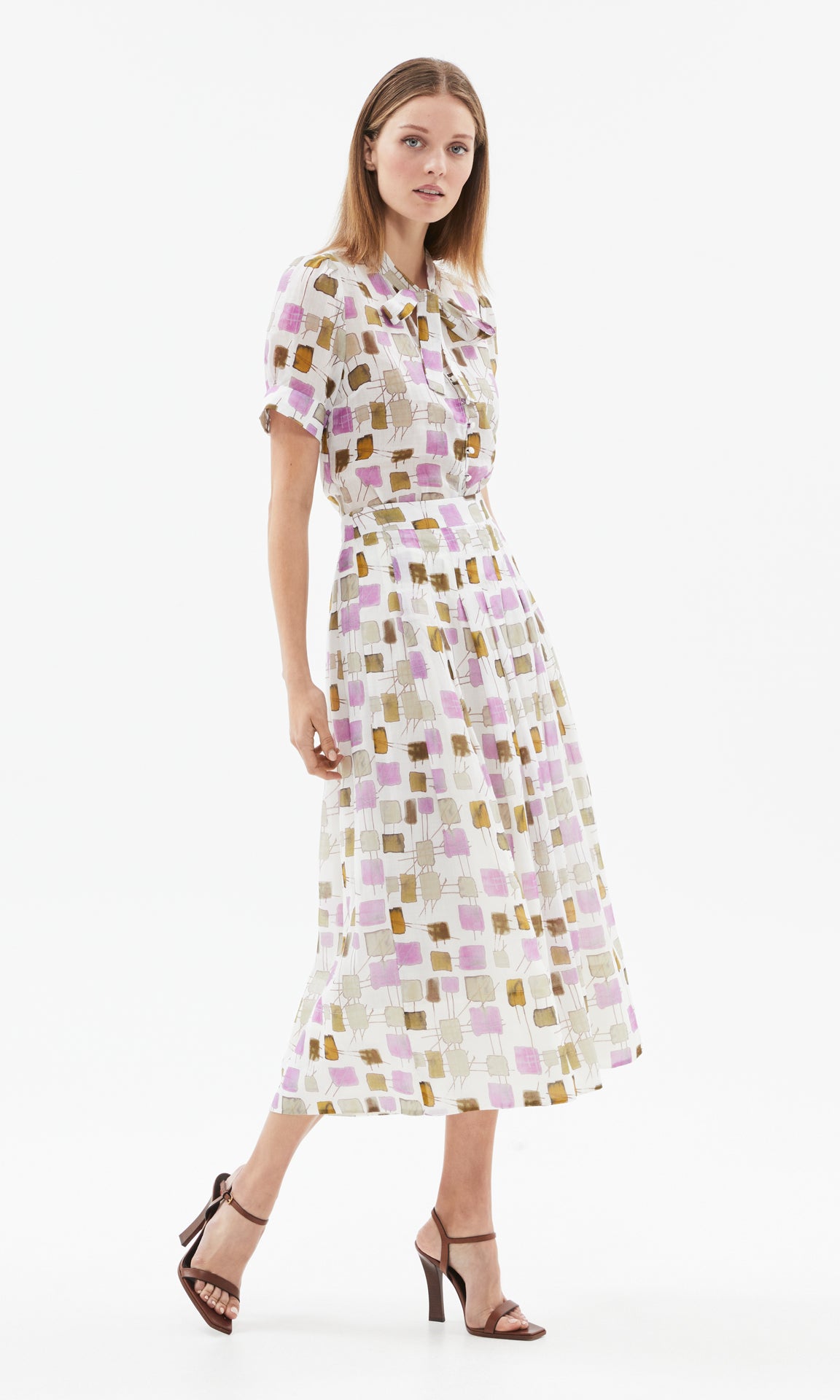 Riviera Midi Skirt Ecru/Rose