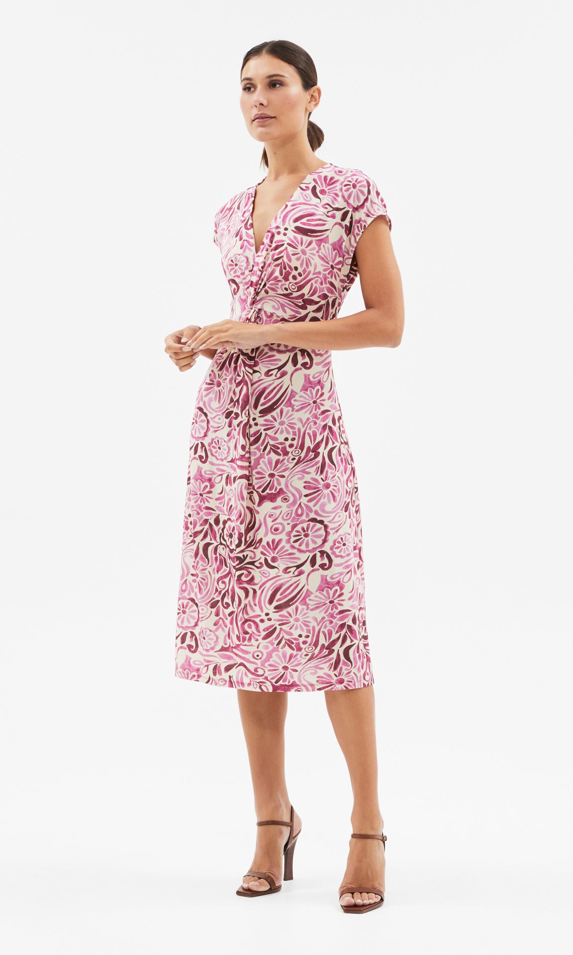 Giulia Twist Front Dress Antique Rose