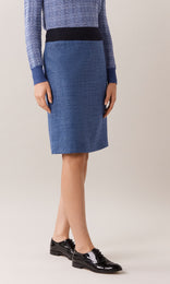 Dorset luxurious Italian wool/silk blend A-line knee length skirt in deep cornflower blue